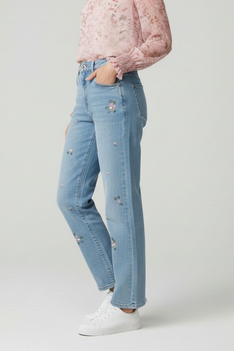 DENIM WIDE LEG RICAMO - immagine 2