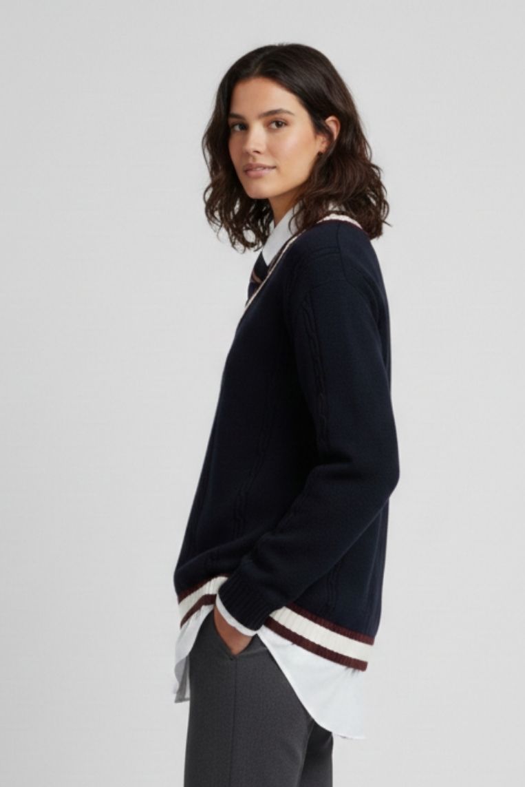 MAGLIA IN COTONE CON RIFINITURE A CONTRASTO - immagine 8