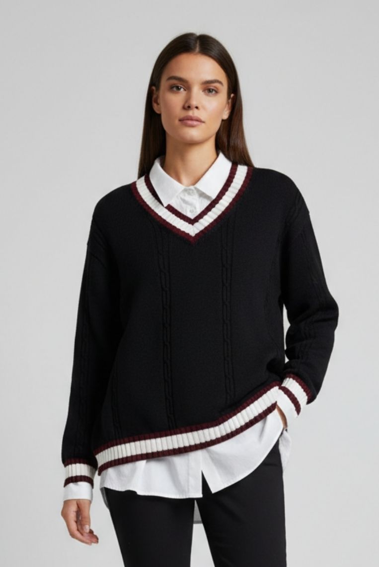 MAGLIA IN COTONE CON RIFINITURE A CONTRASTO - immagine 10