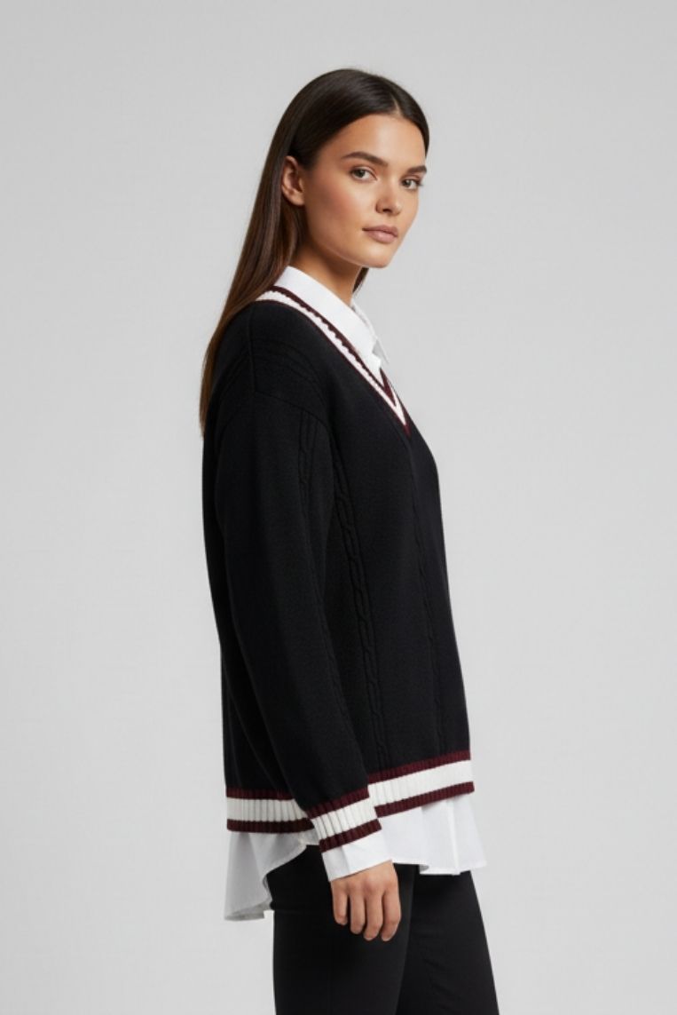 MAGLIA IN COTONE CON RIFINITURE A CONTRASTO - immagine 11