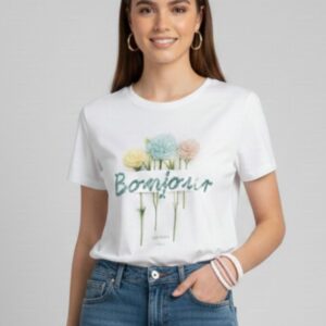 T-SHIRT SCRITTA BONJOUR 5 T-SHIRT SCRITTA BONJOUR - Thumbnail Image 1