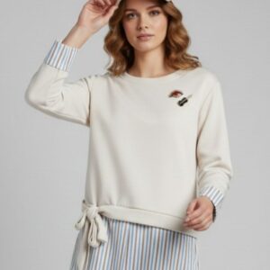 FELPA CON INSERTI CAMICIA A RIGHE 8 FELPA CON INSERTI CAMICIA A RIGHE - Thumbnail Image 2
