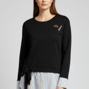 FELPA CON INSERTI CAMICIA A RIGHE 11 FELPA CON INSERTI CAMICIA A RIGHE - Thumbnail Image 5