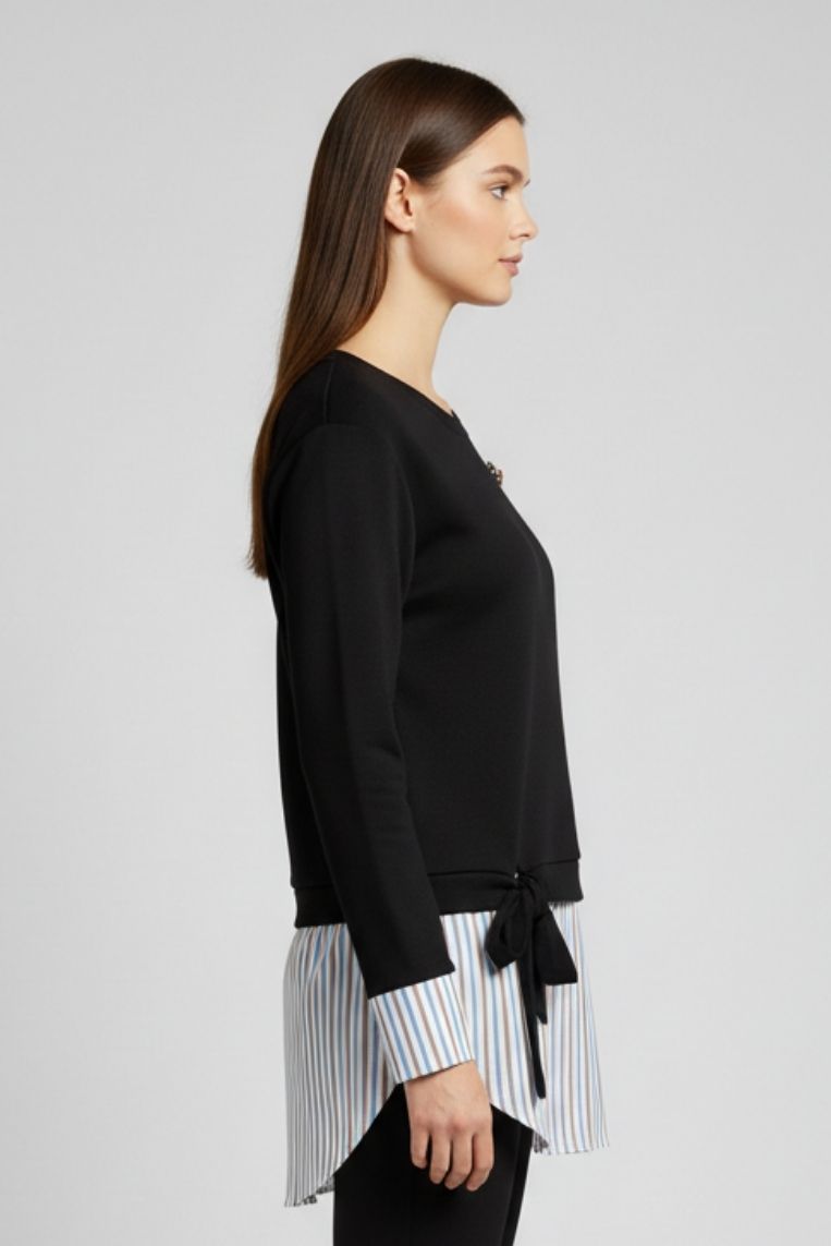 FELPA CON INSERTI CAMICIA A RIGHE - immagine 6