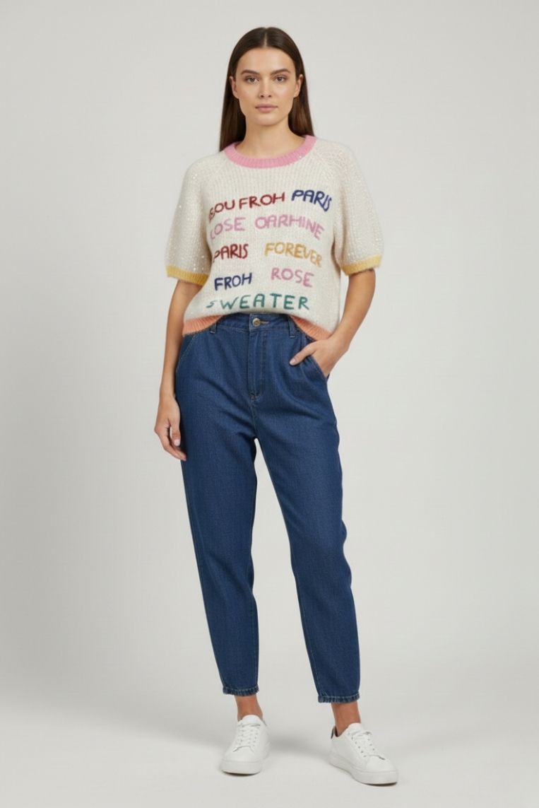 DENIM MOM FIT CON CINTURA 1 DENIM MOM FIT CON CINTURA - immagine 1