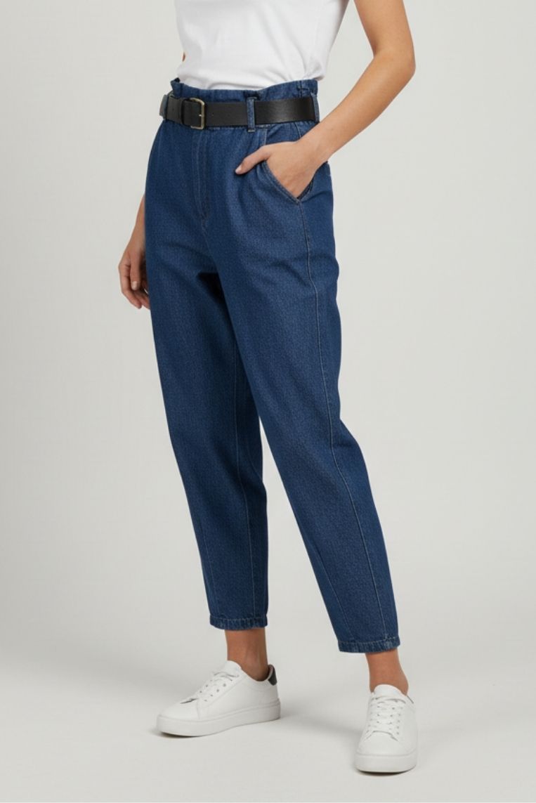DENIM MOM FIT CON CINTURA 2 DENIM MOM FIT CON CINTURA - immagine 2