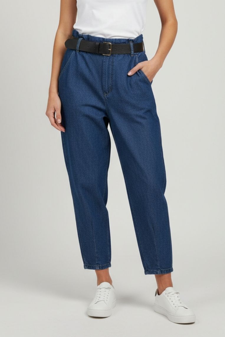 DENIM MOM FIT CON CINTURA 3 DENIM MOM FIT CON CINTURA - immagine 3