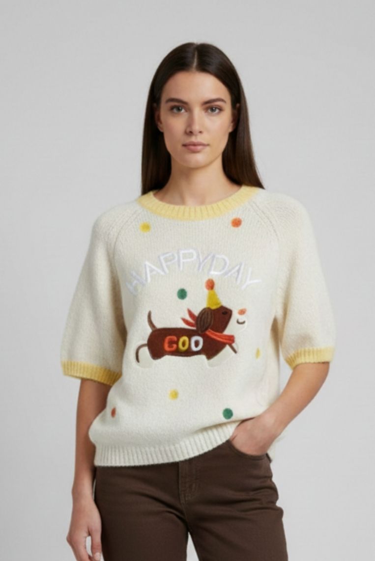 MAGLIA SCRITTA "HAPPY DAY" - immagine 2