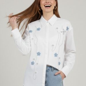 CAMICIA CON APPLICAZIONI E FIORI 4 CAMICIA CON APPLICAZIONI E FIORI - Thumbnail Image 1