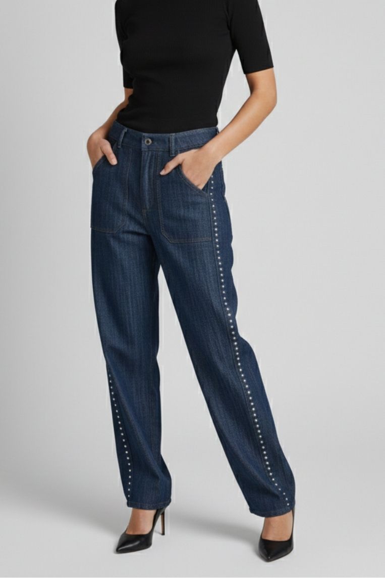 JEANS LARGO CON BORCHIE - immagine 2