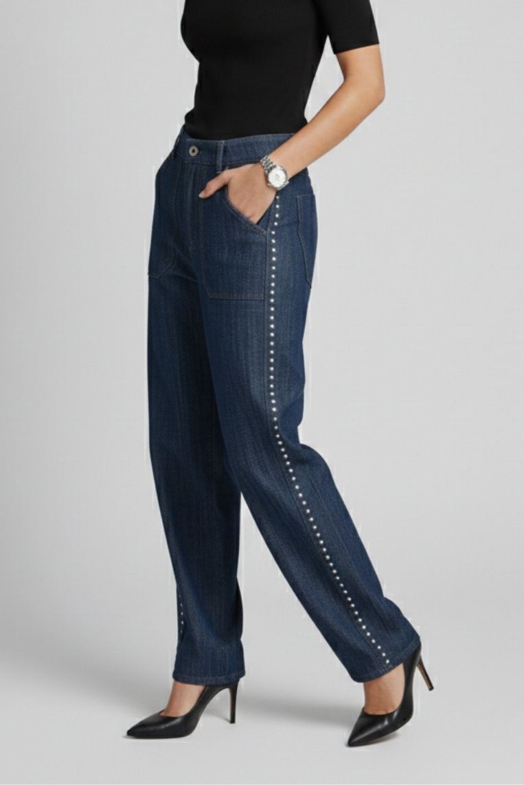 JEANS LARGO CON BORCHIE - immagine 3
