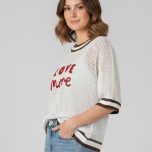 MAGLIA TRAFORATA SCRITTA 'LOVE MORE' 4 MAGLIA TRAFORATA SCRITTA 'LOVE MORE' - Thumbnail Image 2
