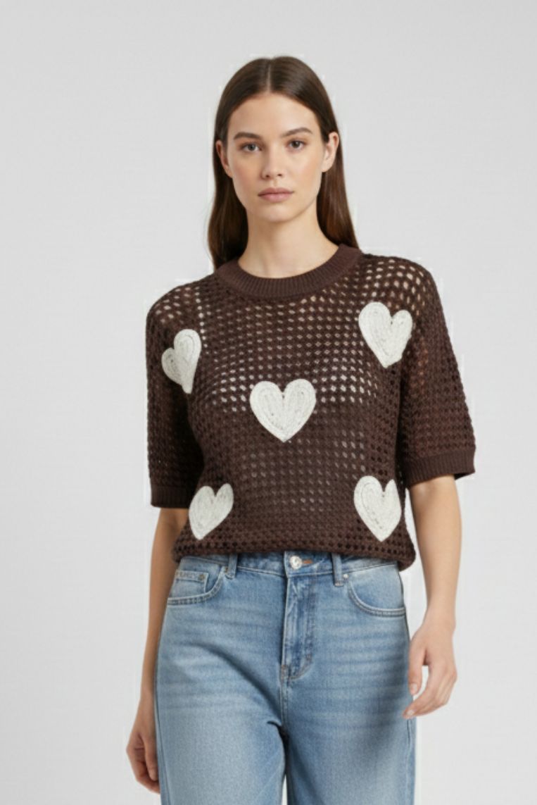 MAGLIA TRAFORATA CON CUORI 2 MAGLIA TRAFORATA CON CUORI - immagine 2