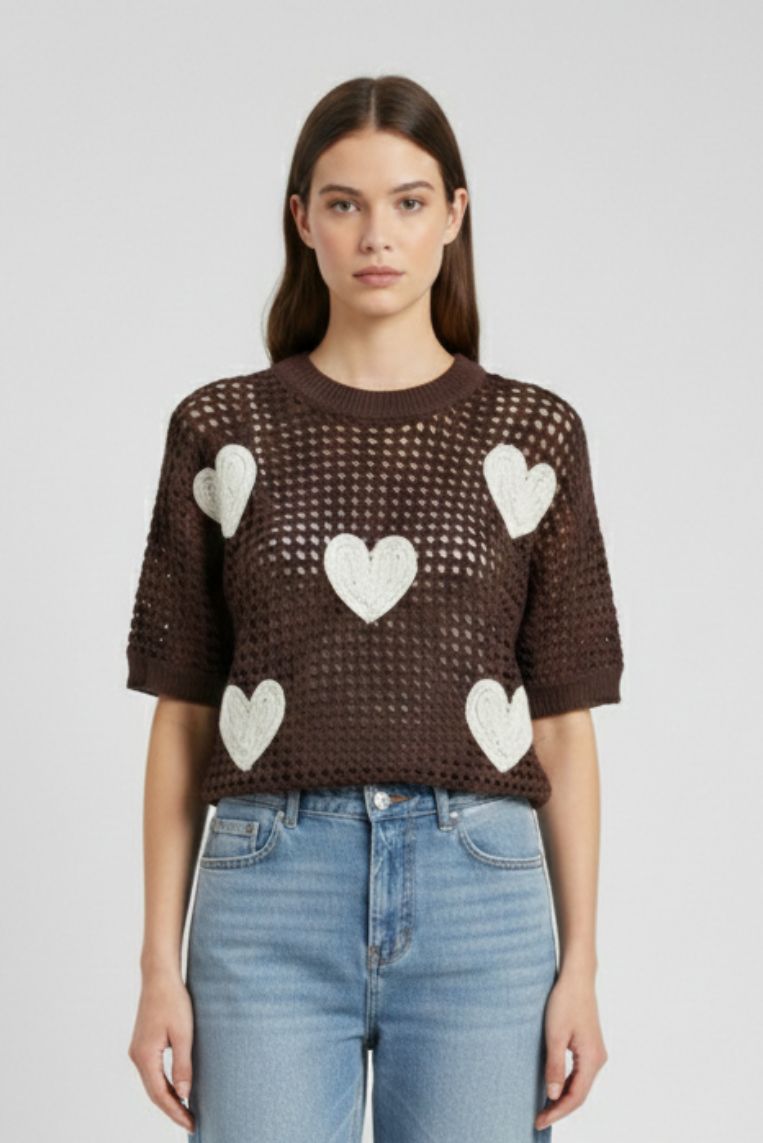 MAGLIA TRAFORATA CON CUORI 1 MAGLIA TRAFORATA CON CUORI - immagine 1
