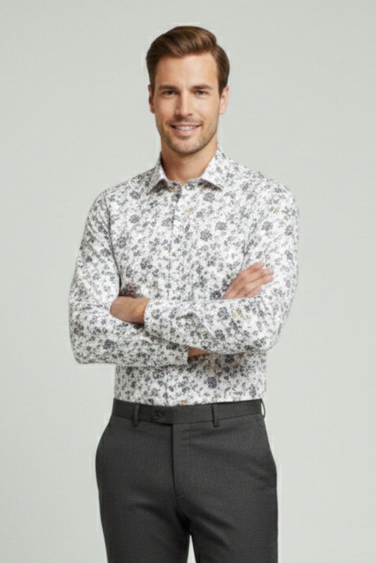 CAMICIA POP STRETCH STAMPA FLOREALE - immagine 2