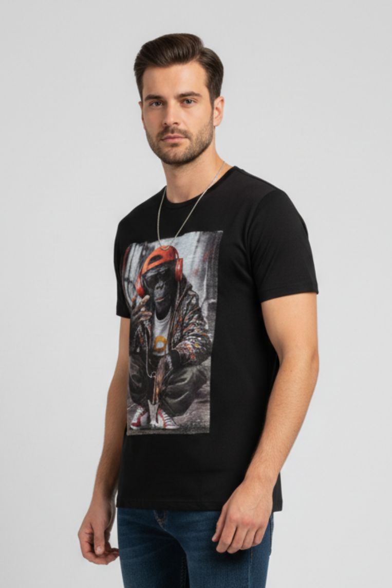 T-SHIRT STAMPA SCIMMIA - immagine 2
