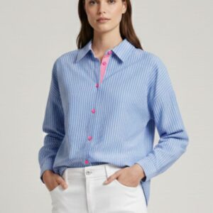 CAMICIA A RIGHE BOTTONI A CONTRASTO 5 CAMICIA A RIGHE BOTTONI A CONTRASTO - Thumbnail Image 2