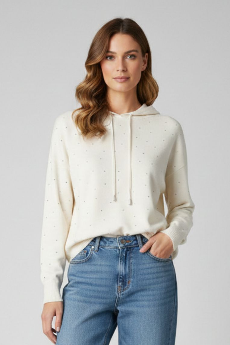 MAGLIA CON CAPPUCCIO E STRASS 4 MAGLIA CON CAPPUCCIO E STRASS - immagine 4
