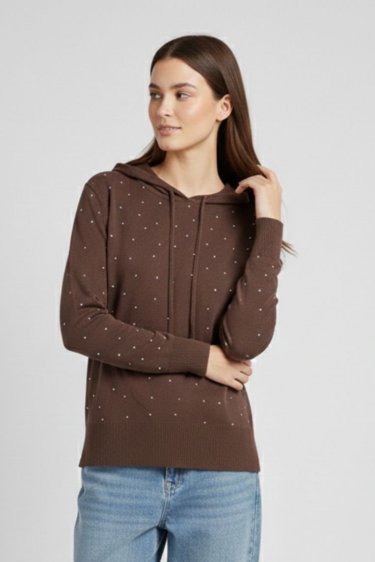 MAGLIA CON CAPPUCCIO E STRASS 7 MAGLIA CON CAPPUCCIO E STRASS - immagine 7