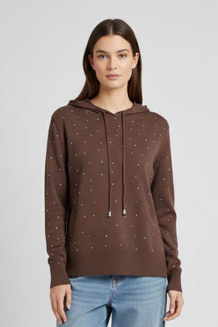 MAGLIA CON CAPPUCCIO E STRASS 8 MAGLIA CON CAPPUCCIO E STRASS - immagine 8