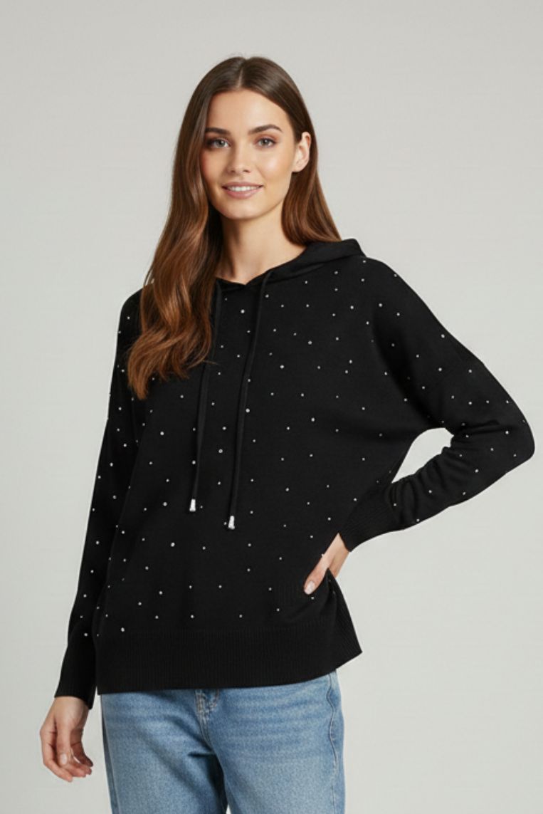 MAGLIA CON CAPPUCCIO E STRASS 9 MAGLIA CON CAPPUCCIO E STRASS - immagine 9