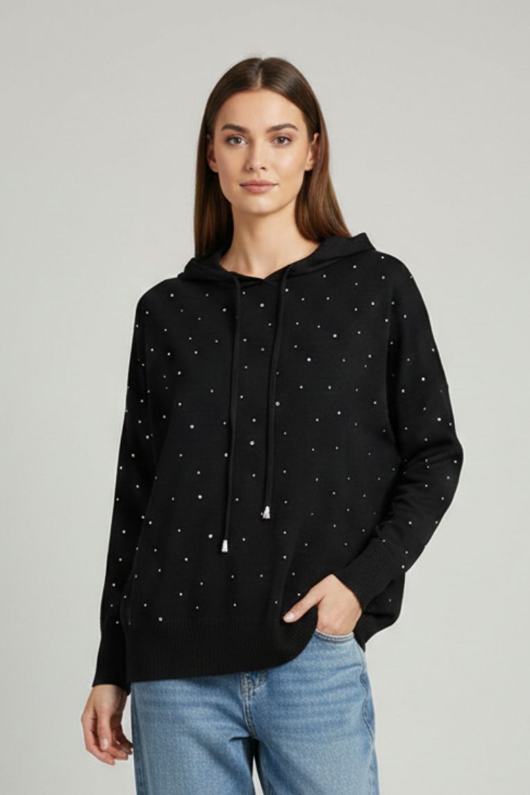 MAGLIA CON CAPPUCCIO E STRASS 10 MAGLIA CON CAPPUCCIO E STRASS - immagine 10