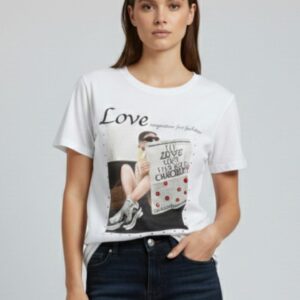 T-SHIRT CON STAMPA E STRASS 7 T-SHIRT CON STAMPA E STRASS - Thumbnail Image 3