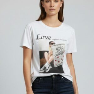 T-SHIRT CON STAMPA E STRASS 8 T-SHIRT CON STAMPA E STRASS - Thumbnail Image 4