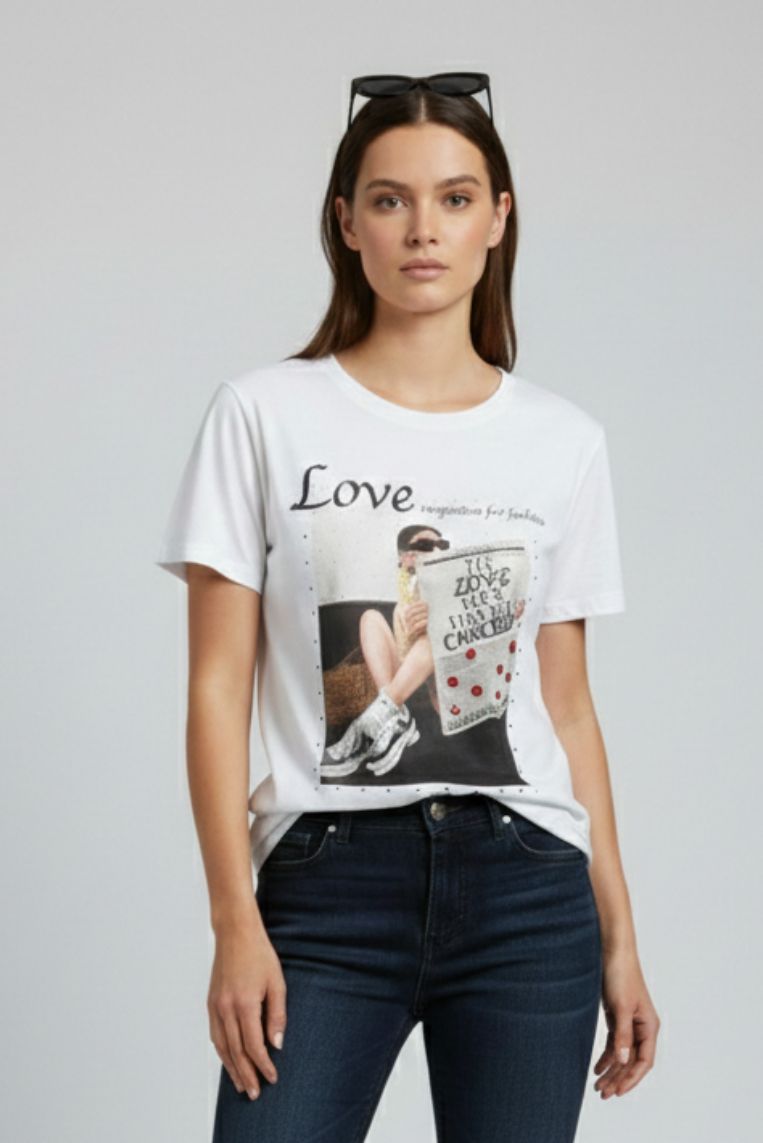 T-SHIRT CON STAMPA E STRASS - immagine 4