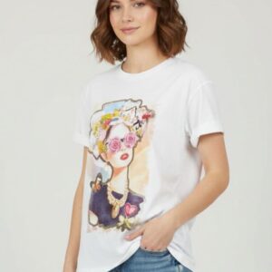 T-SHIRT STAMPA VOLTO CON ROSE 3 T-SHIRT STAMPA VOLTO CON ROSE - Thumbnail Image 1