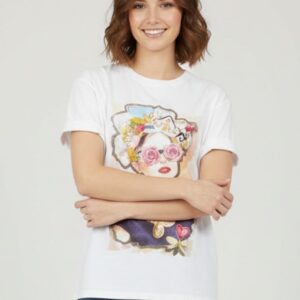T-SHIRT STAMPA VOLTO CON ROSE 4 T-SHIRT STAMPA VOLTO CON ROSE - Thumbnail Image 2
