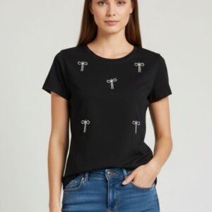 T-SHIRT CON FIOCCHI IN STRASS 5 T-SHIRT CON FIOCCHI IN STRASS - Thumbnail Image 1