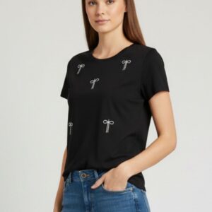 T-SHIRT CON FIOCCHI IN STRASS 6 T-SHIRT CON FIOCCHI IN STRASS - Thumbnail Image 2