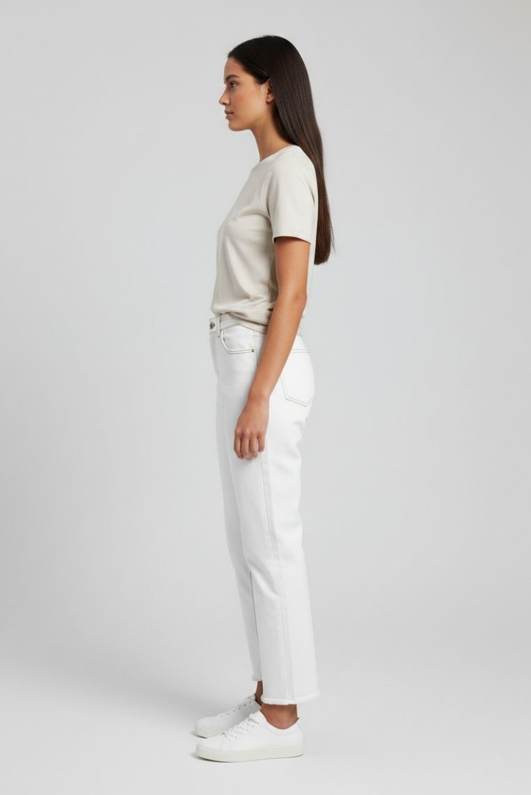 DENIM BIANCO CUCITURE A CONTRASTO - immagine 2