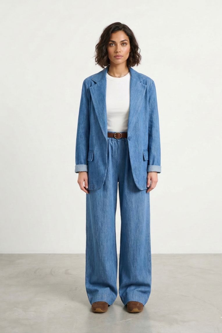 PANTALONI DENIM CON CINTURA 1 PANTALONI DENIM CON CINTURA - immagine 1