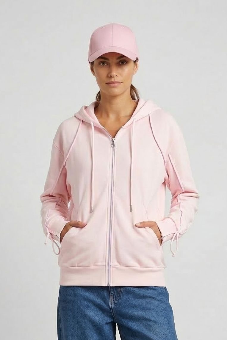 FELPA OVER CON CAPPUCCIO E ZIP