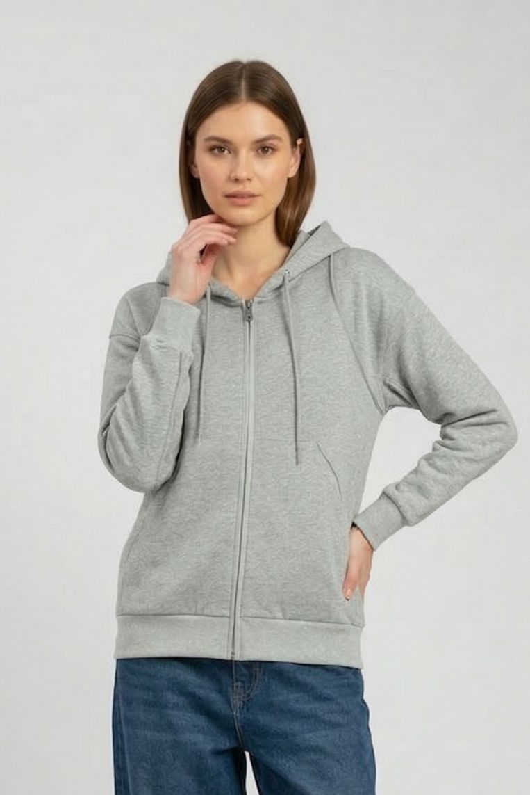 FELPA OVER CON CAPPUCCIO E ZIP - immagine 5