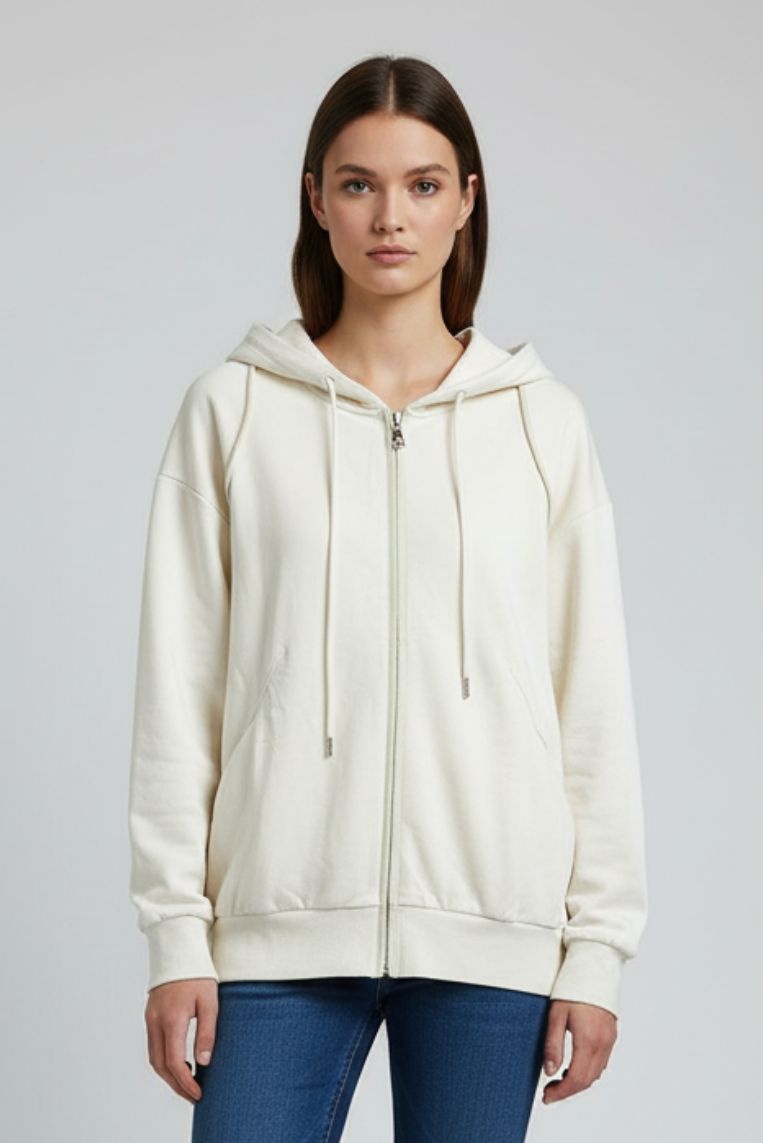 FELPA OVER CON CAPPUCCIO E ZIP - immagine 4