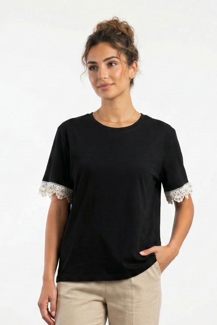 T-SHIRT CON DETTAGLI SANGALLO 3 T-SHIRT CON DETTAGLI SANGALLO - immagine 3