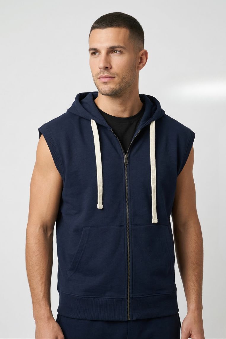 GILET FELPA CON CAPPUCCIO - immagine 2