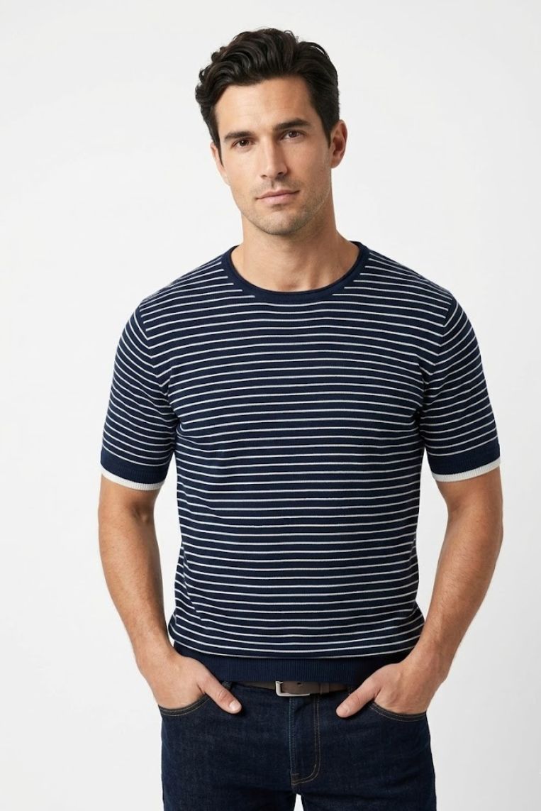 MAGLIA A RIGHE MISTO LINO - immagine 3