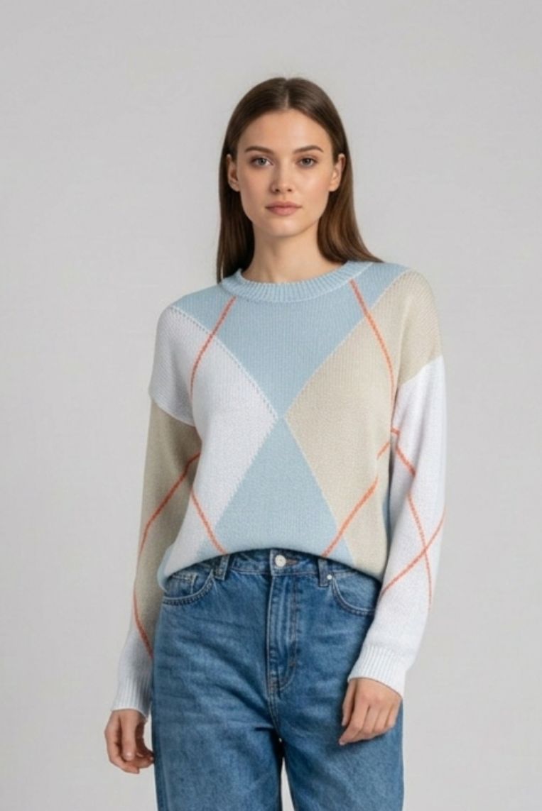 MAGLIA A ROMBI IN COTONE - immagine 3