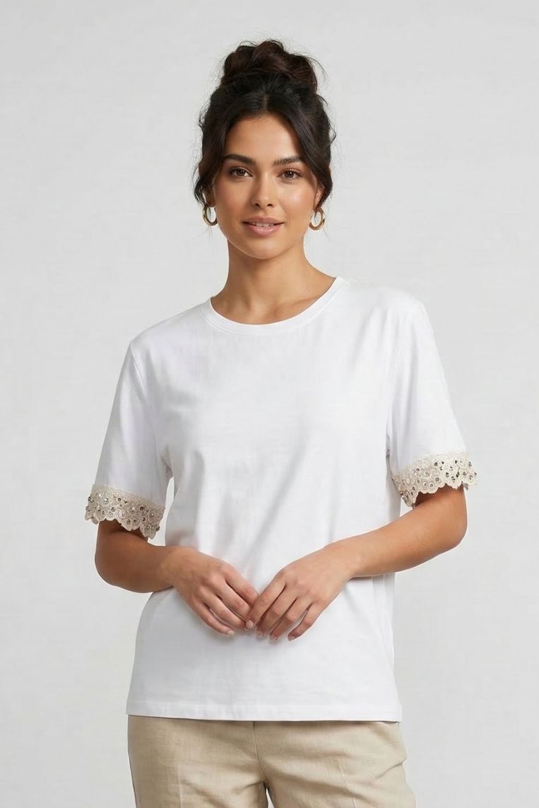 T-SHIRT CON DETTAGLI SANGALLO 5 T-SHIRT CON DETTAGLI SANGALLO - immagine 5