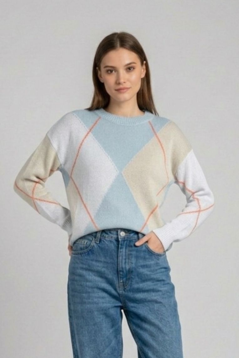 MAGLIA A ROMBI IN COTONE - immagine 4