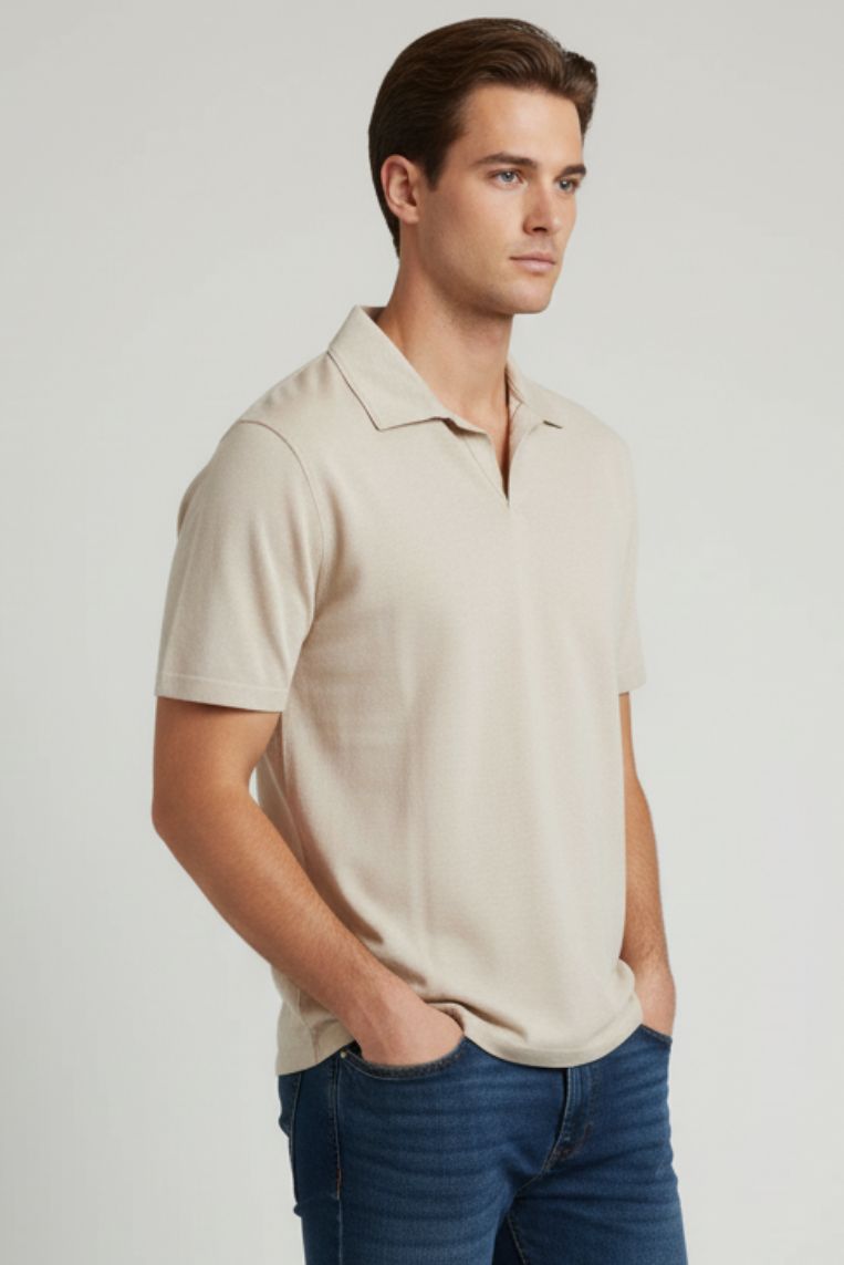 T-SHIRT EFFETTO LINO COLLO DERBY 2 T-SHIRT EFFETTO LINO COLLO DERBY - immagine 2