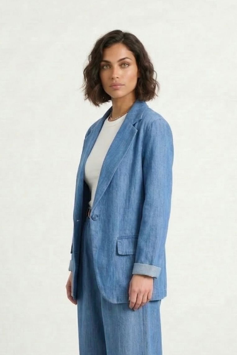 GIACCA IN DENIM CON UN BOTTONE 2 GIACCA IN DENIM CON UN BOTTONE - immagine 2