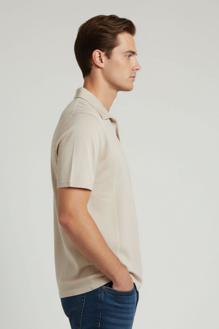 T-SHIRT EFFETTO LINO COLLO DERBY 3 T-SHIRT EFFETTO LINO COLLO DERBY - immagine 3