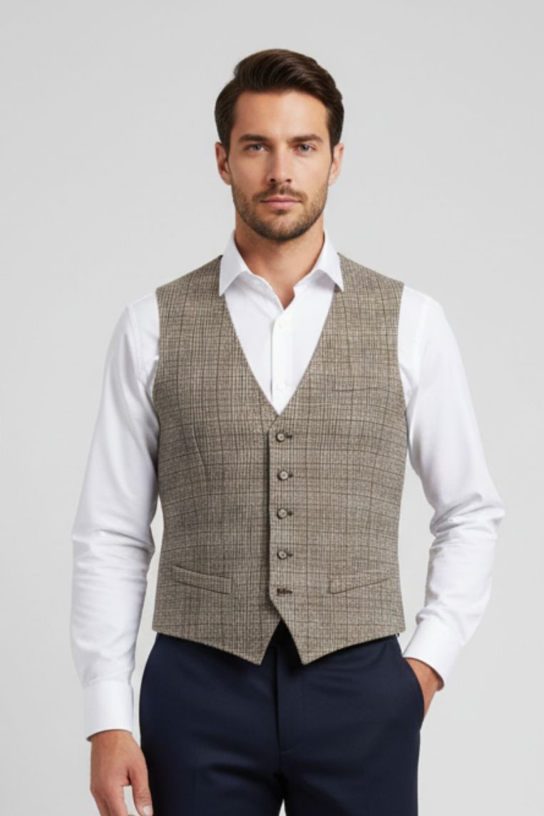 GILET PUNTO MAGLIA IN CHECK - immagine 2