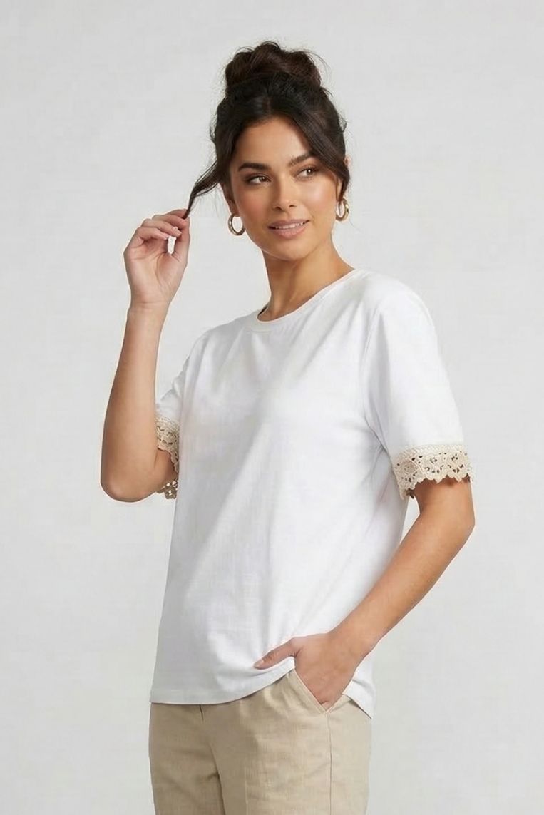T-SHIRT CON DETTAGLI SANGALLO 6 T-SHIRT CON DETTAGLI SANGALLO - immagine 6
