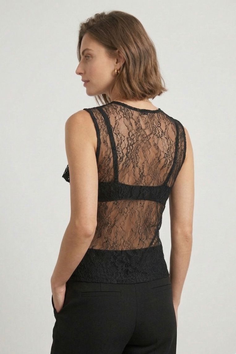 BLUSA SMANICATA PIZZO E ROUGES 2 BLUSA SMANICATA PIZZO E ROUGES - immagine 2